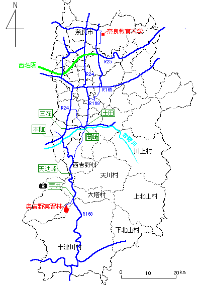 実習林までの道案内地図